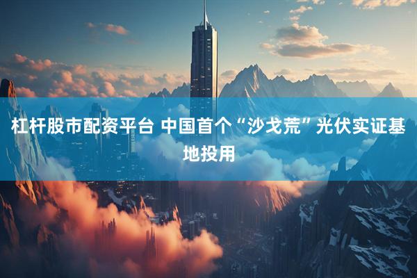 杠杆股市配资平台 中国首个“沙戈荒”光伏实证基地投用
